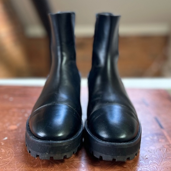 STUART WEITZMAN Mckenzee Leather Chelsea Boots in Black Chunky 90s Y2K Booties - Picture 7 of 15